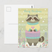 Cute Christmas Racoon Postcard Postkarte (Vorne/Hinten)