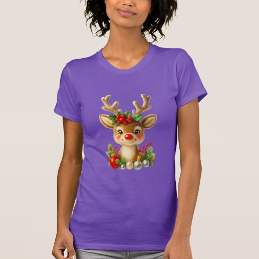 Cute Christmas Reindeer 3D Illustration | Holiday T-Shirt (Vorderseite)