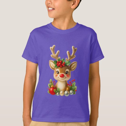 Cute Christmas Reindeer 3D Illustration | Holiday T-Shirt (Vorderseite)