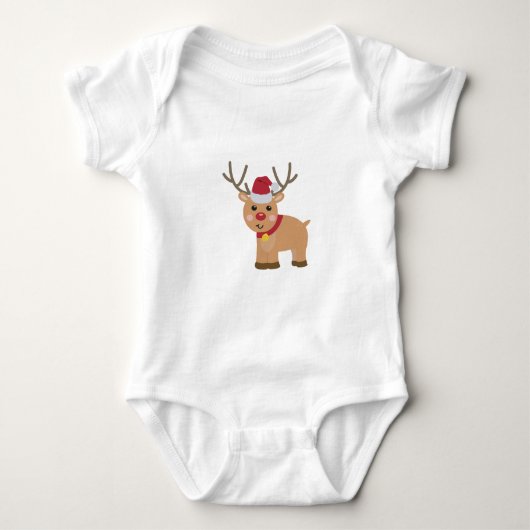 Cute Christmas Reindeer Baby Strampler (Vorderseite)