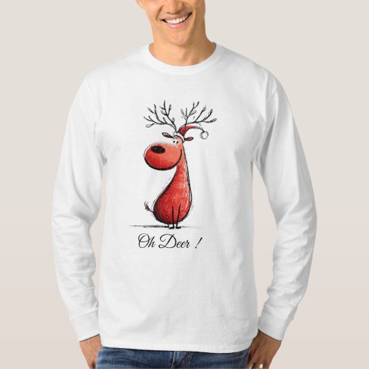 Cute Christmas Reindeer Cartoon – Funny Holiday T-Shirt (Vorderseite)