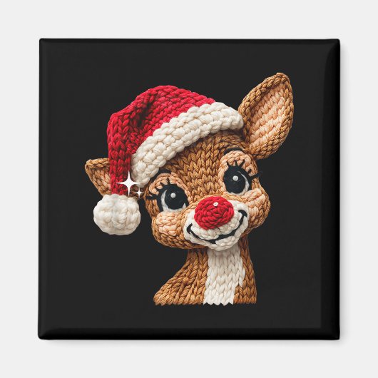 Cute Christmas Reindeer Crocheting Funny Gift Men, Magnet (Vorne)