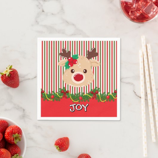Cute Christmas Reindeer Custom Paper Serviette (Beispiel)