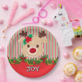 Cute Christmas Reindeer Custom Pappteller (Party)
