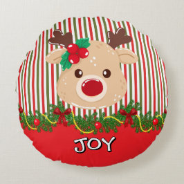 Cute Christmas Reindeer Custom Rundes Kissen