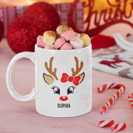 Cute Christmas reindeer face for her Kaffeetasse