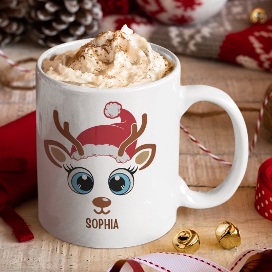 Cute Christmas reindeer face for her Kaffeetasse