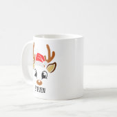 Cute Christmas reindeer face Kaffeetasse (Vorderseite Links)