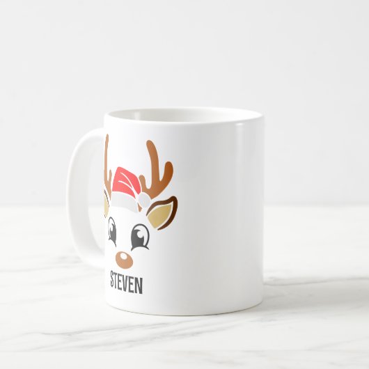 Cute Christmas reindeer face Kaffeetasse (Vorderseite Links)