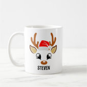Cute Christmas reindeer face Kaffeetasse (Links)