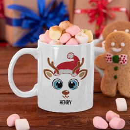 Cute Christmas reindeer face  Kaffeetasse