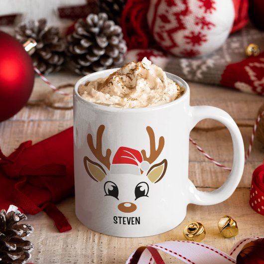Cute Christmas reindeer face Kaffeetasse