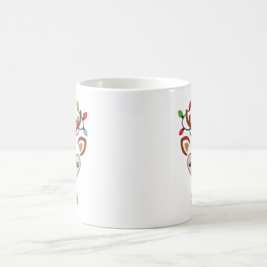 Cute Christmas reindeer face With Ligths Kaffeetasse (Mittel)