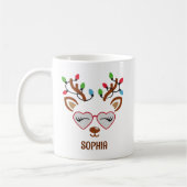 Cute Christmas reindeer face With Ligths Kaffeetasse (Links)