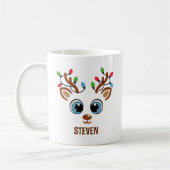 Cute Christmas reindeer face With Ligths Kaffeetasse (Links)