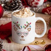 Cute Christmas reindeer face With Ligths Kaffeetasse