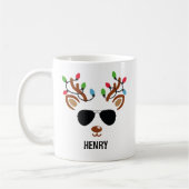 Cute Christmas reindeer face With Ligths Kaffeetasse (Links)