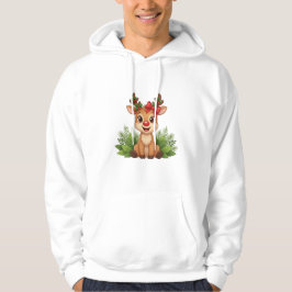 Cute Christmas Reindeer Hoodie, Reindeer Holiday Hoodie