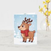 Cute Christmas Reindeer Karte (Gelbe Blume)