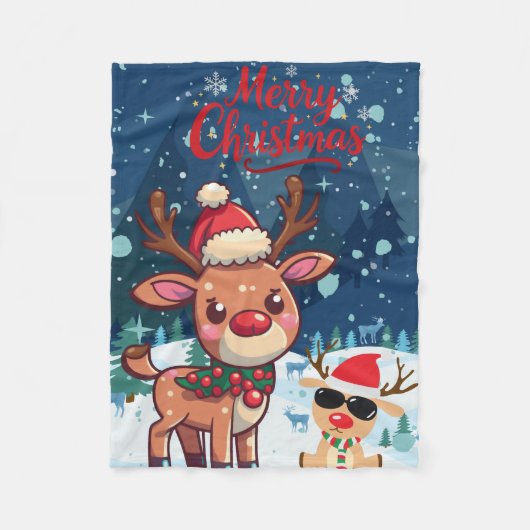 Cute Christmas Reindeer Kids Blanket Fleecedecke (Vorderseite)