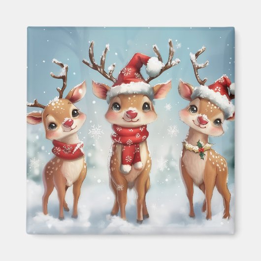 Cute Christmas Reindeer Magnet (Vorne)