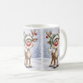 Cute Christmas Reindeer Mug Kaffeetasse (VorderseiteRechts)