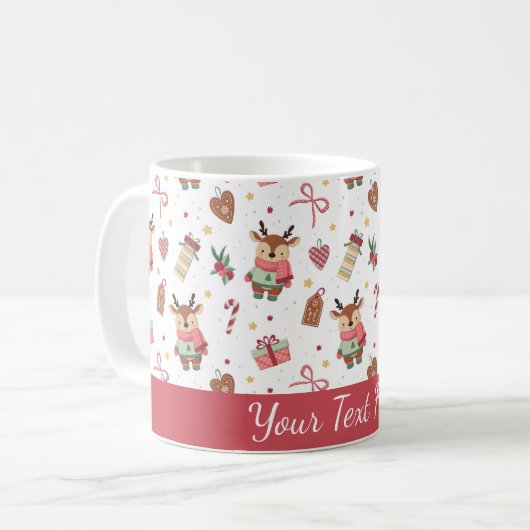Cute Christmas Reindeer Personalized Mug Kaffeetasse (Vorderseite Links)