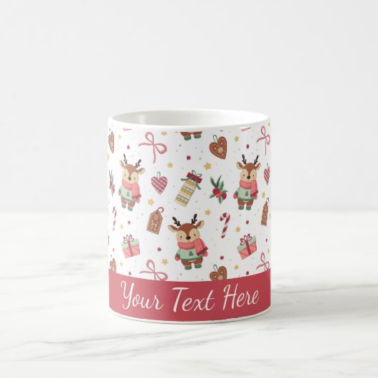 Cute Christmas Reindeer Personalized Mug Kaffeetasse (Mittel)