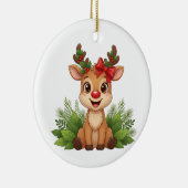 Cute Christmas Reindeer, Reindeer Holiday Keramik Ornament (Rechts)