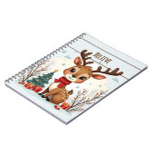 Cute Christmas Reindeer Scene Snowy Forest Notizblock (Linke Seite)