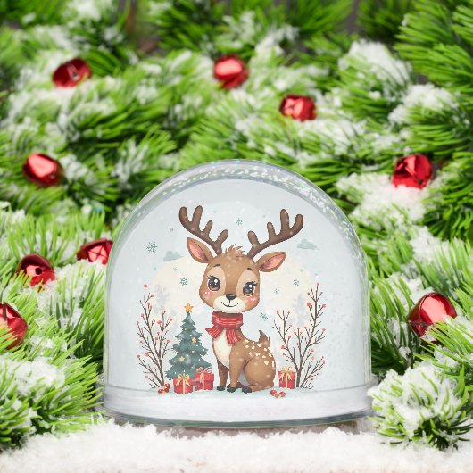 Cute Christmas Reindeer Scene Snowy Forest Schneekugeln (Weihnachten)