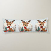 Cute Christmas Reindeer Scene Snowy Forest Seitenschläferkissen (Rückseite)