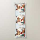 Cute Christmas Reindeer Scene Snowy Forest Seitenschläferkissen (Rückseite (Vertikal))