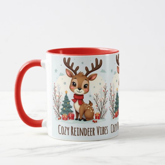 Cute Christmas Reindeer Scene Snowy Forest Tasse (Links)
