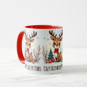 Cute Christmas Reindeer Scene Snowy Forest Tasse (Vorderseite Links)