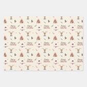 Cute Christmas Reindeer Snowman Pattern Whimsical  Geschenkpapier Set (Vorderseite 2)