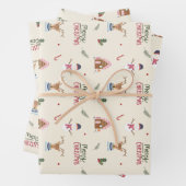 Cute Christmas Reindeer Snowman Pattern Whimsical Geschenkpapier Set (Beispiel)