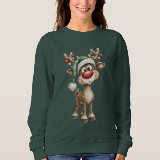 Cute Christmas Reindeer Sweatshirt (Vorderseite)