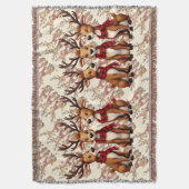 Cute Christmas Reindeer Trio with Plaid Scarves Decke (Vorderseite Vertikal)