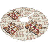 Cute Christmas Reindeer Trio with Plaid Scarves Polyester Weihnachtsbaumdecke (Schrägansicht)