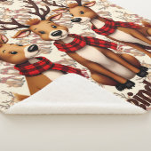 Cute Christmas Reindeer Trio with Plaid Scarves Sherpadecke (3/4)