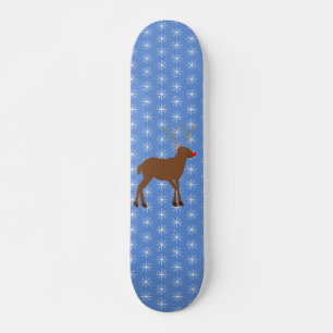Cute Christmas Reindeer with Red Nose Skateboard