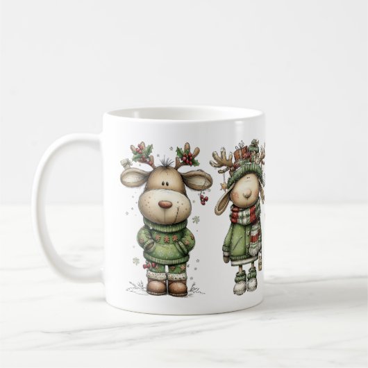 Cute christmas reindeers kaffeetasse (Links)