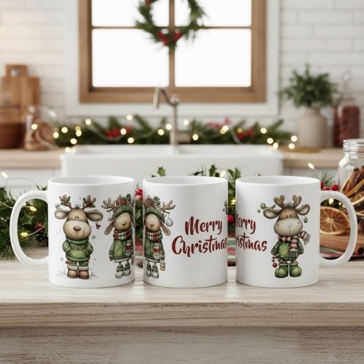 Cute christmas reindeers kaffeetasse