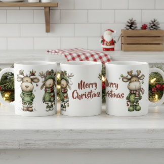 Cute christmas reindeers kaffeetasse