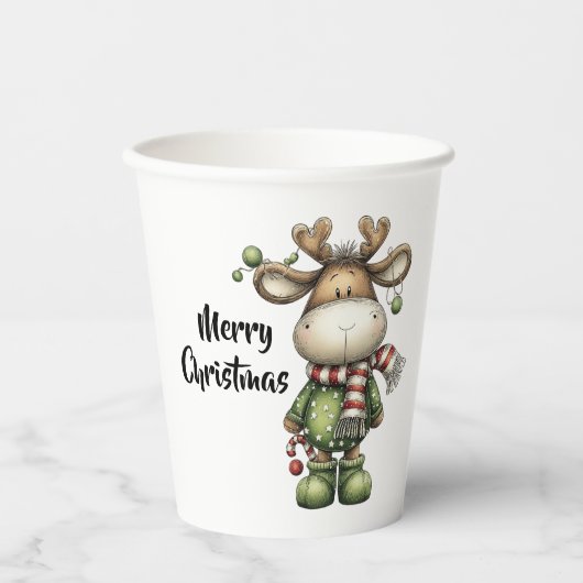 Cute christmas reindeers pappbecher (Vorderseite)
