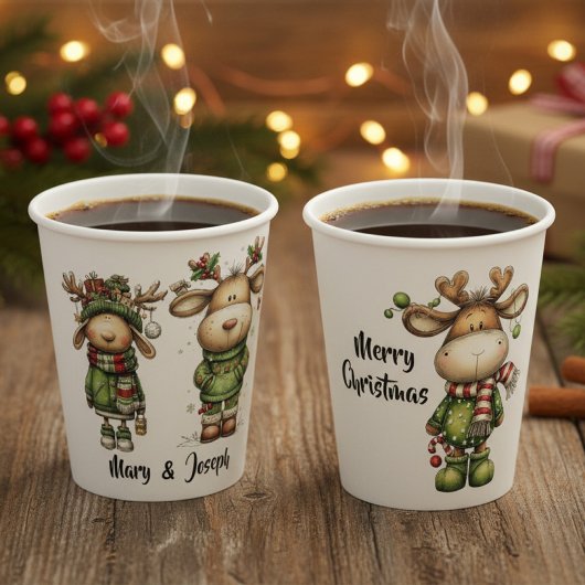 Cute christmas reindeers pappbecher