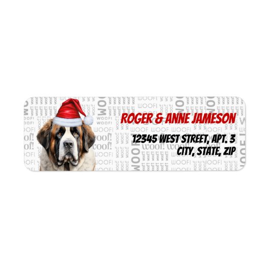 Cute Christmas Saint Bernard Dog Return Address (Vorne)