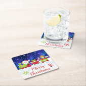 Cute Christmas Santa and Elf Train Rechteckiger Pappuntersetzer (Vor Ort)