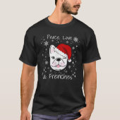 Cute Christmas Santa Bulldog Tee Peace Love French (Vorderseite)